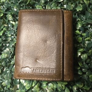 Mens Genuine American Bison Leather Wallet Brown